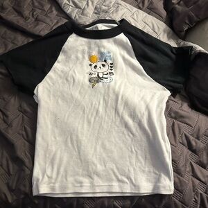 Black and White Crop Top with Graphic Design